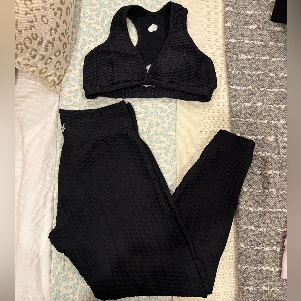 Booty By Brabants black chrome textured work out set